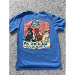 What The Fin Performance Fabric Mens T Shirt Short Sleeve Blue Dog Graphic Tee‎